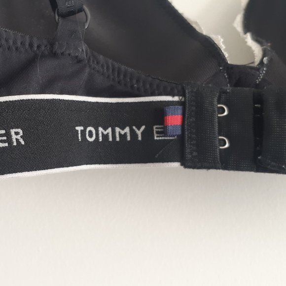 Tommy Hilfiger 36B Push up Plunge Bra Black with White Lace - Picture 8 of 10